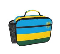 CNTDBU Borsa termica per il pranzo con bandiera del Ruanda, per uomini e donne, borsa termica per lavoro, ufficio, contenitore per il pranzo a tenuta stagna con tasca in rete per alimenti