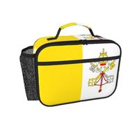 CNTDBU Borsa termica per il pranzo con bandiera del Vaticano, per uomini e donne, borsa termica per lavoro, ufficio, contenitore per il pranzo a tenuta stagna con tasca in rete per cibo