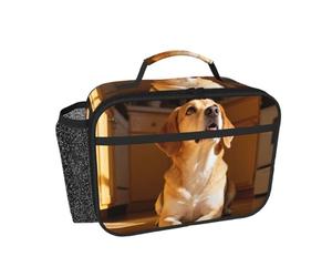 CNTDBU Borsa termica per il pranzo con cane in attesa di cibo, per uomini e donne, borsa termica per lavoro, ufficio, contenitore per il pranzo a tenuta stagna con tasca in rete per cibo