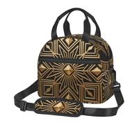CNTDBU Borsa termica per il pranzo con emblema Art Deco per il lavoro, isolata con tracolla regolabile, refrigeratore a tenuta stagna per l'uso quotidiano