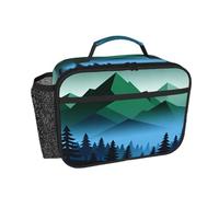 CNTDBU Borsa termica per il pranzo con foreste e montagne, per uomini e donne, borsa termica per lavoro, ufficio, a prova di perdite, con tasca in rete per alimenti