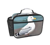 CNTDBU Borsa termica per il pranzo con gabbiano carino per uomini e donne, borsa termica per lavoro, ufficio, contenitore per il pranzo a tenuta stagna con tasca in rete per alimenti