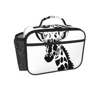 CNTDBU Borsa termica per il pranzo con giraffa nera e bianca, per uomini e donne, borsa termica per lavoro, ufficio, contenitore per il pranzo a tenuta stagna con tasca in rete per alimenti