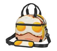 CNTDBU Borsa termica per il pranzo con maschera per gli occhi all'uovo fritto, borsa termica per cibo isolata da lavoro, con tracolla regolabile, dispositivo di raffreddamento a tenuta stagna per
