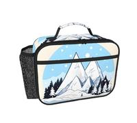 CNTDBU Borsa termica per il pranzo con montagne innevate, per uomini e donne, borsa termica per lavoro, ufficio, contenitore per il pranzo a tenuta stagna con tasca in rete per alimenti