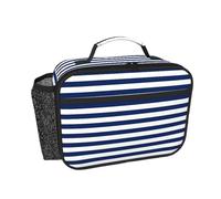 CNTDBU Borsa termica per il pranzo con motivo a righe nautiche, per uomini e donne, borsa termica per lavoro, ufficio, contenitore per il pranzo a tenuta stagna con tasca in rete per alimenti