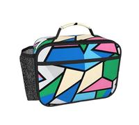 CNTDBU Borsa termica per il pranzo con motivo patchwork geometrico, per uomini e donne, borsa termica per lavoro, ufficio, contenitore per il pranzo a tenuta stagna con tasca in rete per alimenti