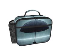 CNTDBU Borsa termica per il pranzo con ombrello nero sotto la pioggia, per uomini e donne, borsa termica per lavoro, ufficio, contenitore per il pranzo a tenuta stagna con tasca in rete per alimenti