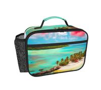CNTDBU Borsa termica per il pranzo con paesaggio caraibico, per uomini e donne, borsa termica per lavoro, ufficio, contenitore per il pranzo a tenuta stagna con tasca in rete per cibo