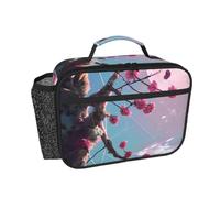 CNTDBU Borsa termica per il pranzo con piccoli fiori rosa, per uomini e donne, borsa termica per lavoro, ufficio, contenitore per il pranzo a tenuta stagna con tasca in rete per alimenti