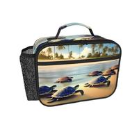 CNTDBU Borsa termica per il pranzo con tartarughe sulla spiaggia, per uomini e donne, borsa termica per lavoro, ufficio, contenitore per il pranzo a tenuta stagna con tasca in rete per cibo