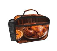 CNTDBU Borsa termica per il pranzo del Ringraziamento Turkey Pie per uomini e donne, borsa termica per lavoro, ufficio, contenitore per il pranzo a tenuta stagna con tasca in rete per cibo