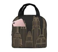 CNTDBU Borsa termica per il pranzo in stile Art Déco, con fodera in alluminio, impermeabile, per il lavoro