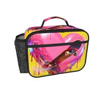 CNTDBU Borsa termica termica per il pranzo a forma di skateboard a forma di cuore, per uomini e donne, borsa termica per lavoro, ufficio, contenitore per il pranzo a tenuta stagna con tasca in rete