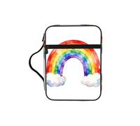 CNTDBU Borsa tote con manici e scritta "Smiling Rainbow Bible Study", organizer impermeabile per viaggi in chiesa, portapenne, tablet, diario