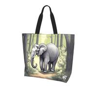 CNTDBU Borsa tote da donna con elefante che cammina, borsa per la spesa, leggera, impermeabile, riutilizzabile, con tasca interna, per lavoro e viaggi