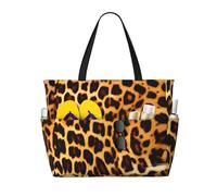 CNTDBU Borsone da viaggio da spiaggia di grande capacità, a righe su leopardi, impermeabile, con 7 tasche, borsa oversize per palestra e campeggio, leggera e pieghevole