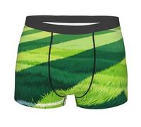 CNTDBU Boxer da uomo a righe con motivo a erba con custodia sagomata - biancheria intima morbida elasticizzata traspirante, senza etichetta in vita traspirante, Nero , L