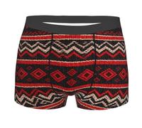 CNTDBU Boxer da uomo a righe etniche con custodia sagomata - biancheria intima morbida elasticizzata traspirante, senza etichetta in vita traspirante, Nero , L