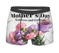 CNTDBU Boxer da uomo con bouquet per la festa della mamma, con custodia profilata, biancheria intima morbida elasticizzata traspirante, senza etichette, traspirante, senza etichette, traspirante, Nero