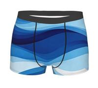 CNTDBU Boxer da uomo con motivo a linee ondulate con custodia per il contorno, biancheria intima morbida elasticizzata traspirante, senza etichetta in vita traspirante, Nero , L