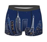 CNTDBU Boxer da uomo con sagoma di skyline cittadino, con tasca profilata, biancheria intima morbida elasticizzata traspirante, senza etichetta in vita, traspirante, Nero , L