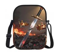 CNTDBU Broken Sword Crown Piccola borsa a tracolla - Borsa leggera con cerniera da donna, borsa a tracolla casual impermeabile per portafoglio da viaggio