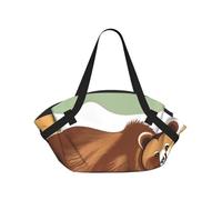 CNTDBU Brown Bear Walking - Coperta da picnic 2 in 1, pieghevole, impermeabile, tappetino rotondo per spiaggia, parco, borsa da campeggio portatile con tasche portaoggetti per avventure all'aperto