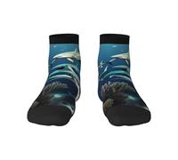 CNTDBU Calzini unisex con squali sotto il mare, 30 cm, antiscivolo, morbidi, traspiranti, casual, per corsa, palestra, taglia 36-45, 2 Nero-1, Taglia unica
