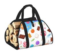 CNTDBU Candy Rain - Borsa per legna da ardere, in tela resistente, impermeabile, con manici imbottiti