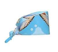 CNTDBU Cappello da lavoro con gabbiani in volo con bottoni, morbido cappello da chef per la pulizia della cucina, cappello regolabile per maschera spa salone di bellezza, cappello unisex con fascia