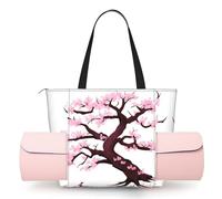 CNTDBU Cherry Blossoms Tree - Borsa da yoga da donna, grande borsa da palestra con supporto per tappetino da yoga, borsa a tracolla leggera per allenamento, viaggi, spiaggia