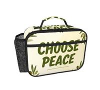 CNTDBU Choose Peace - Borsa termica per il pranzo, per uomini e donne, con testo della pace, borsa termica per lavoro, ufficio, contenitore per il pranzo a tenuta stagna con tasca in rete per alimenti