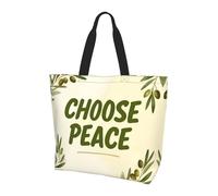 CNTDBU Choose Peace Text - Borsa larga da donna, leggera, impermeabile, riutilizzabile, con tasca interna, per lavoro, viaggi