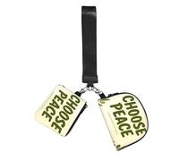 CNTDBU Choose Peace Text Wristlet Keychain Wallet per donna-piccola borsa da polso per chiavi carte, confezione da 2 tasche con cerniera per corsa, palestra, viaggi, sport all'aria aperta