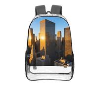 CNTDBU City Patten - Zaino trasparente da 40,6 cm, approvato dallo stadio, in PVC trasparente, con fondo rinforzato, da viaggio, unisex