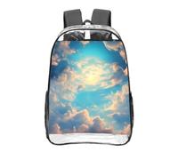 CNTDBU Cloudy Sky - Zaino trasparente da 40,6 cm, in PVC, approvato dallo stadio, tasca frontale con stampa su tutta la superficie, zaino da viaggio leggero unisex