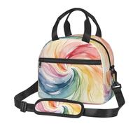 CNTDBU Color Lines Flow Borsa termica per cibo isolata da lavoro con tracolla regolabile, dispositivo di raffreddamento a tenuta stagna per l'uso quotidiano