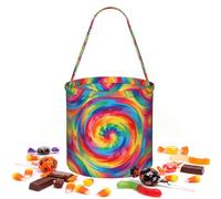 CNTDBU Colorful vortice Halloween Storage Bag-Round borsa per il partito | Tessuto twill leggero riutilizzabile contiene bomboniere essenziali per uso festa