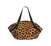 CNTDBU Coperta da picnic 2 in 1 a righe su leopardi, pieghevole, impermeabile, tappetino rotondo per spiaggia, parco, borsa da campeggio portatile con tasche portaoggetti per avventure all'aperto