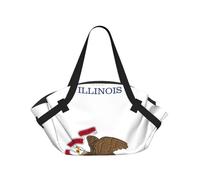CNTDBU Coperta da picnic 2 in 1 con bandiera dell'Illinois, pieghevole, impermeabile, tappetino rotondo per spiaggia, parco, borsa da campeggio portatile con tasche portaoggetti per avventure