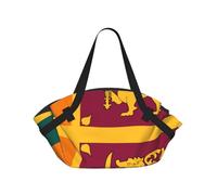 CNTDBU Coperta da picnic 2 in 1 con bandiera dello Sri Lanka, pieghevole, impermeabile, tappetino rotondo per spiaggia, parco, borsa da campeggio portatile con tasche portaoggetti per avventure