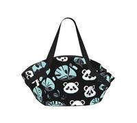 CNTDBU Coperta da picnic 2 in 1 con faccia di panda bianca e nera, pieghevole, impermeabile, tappetino rotondo per spiaggia, parco, borsa da campeggio portatile con tasche portaoggetti per avventure