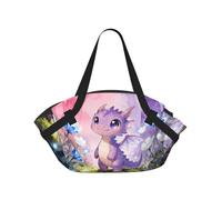 CNTDBU Coperta da picnic 2 in 1 con motivo giovane drago, pieghevole, impermeabile, tappetino rotondo per spiaggia, parco, borsa da campeggio portatile con tasche portaoggetti per avventure all'aperto