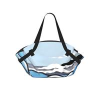 CNTDBU Coperta da picnic 2 in 1 con motivo onde che lambiscono le rocce, tappetino rotondo pieghevole impermeabile per spiaggia e parco, borsa da campeggio portatile con tasche portaoggetti per