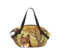 CNTDBU Coperta da picnic 2 in 1 con scoiattolo che mangia noci, pieghevole, impermeabile, tappetino rotondo per spiaggia, parco, borsa da campeggio portatile con tasche portaoggetti per avventure
