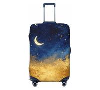 CNTDBU Copertura elastica per valigie con luna crescente e stelle, protezione per bagagli da viaggio, resistente ai graffi, adatta alla maggior parte delle valigie, Nero , M, boemo