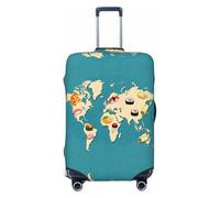 CNTDBU Copertura elastica per valigie con mappa del cibo, protezione per bagagli da viaggio, resistente ai graffi, adatta alla maggior parte delle valigie, Nero , M, boemo