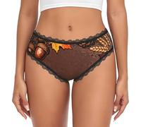 CNTDBU Corona autunnale da donna in pizzo nero biancheria intima bikini mutandine morbide elasticizzate a vita bassa, slip hipster traspiranti senza cuciture per l'uso quotidiano, Nero , XXL
