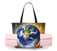 CNTDBU Cosmic Earth - Borsa da yoga da donna, grande borsa da palestra con supporto per tappetino da yoga, borsa a tracolla leggera per allenamento, viaggi, spiaggia